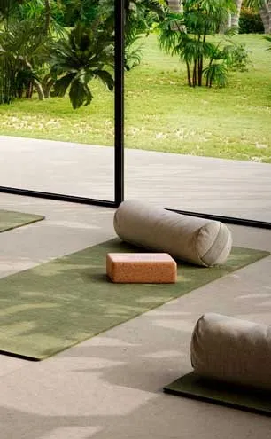 Caesarstone Porcelain Flooring surfaces with yoga mattresses